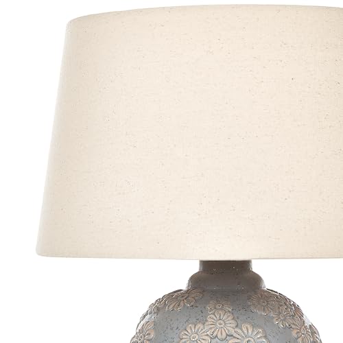 Tischlampe 46 cm Keramik grau Stoffschirm beige Kabel mit Schalter Ferrey – Bild 5