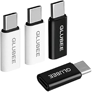 GLUBEE USB-C Adapter i OS Lighting Cable (Female, 8-Pin) to USB Type C (Male) Juice Up Adapter for Galaxy S20 Note 20 Pixel 4 XL OnePlus 8T and More (Pack of 4)
