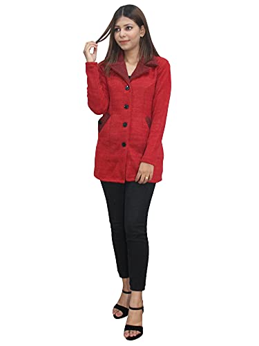 Image of Matelco Womens Woollen Collared Coat Cardigan