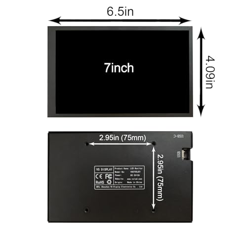 Image of VSDISPLAY 7'' PC Case Screen 1280x800 Computer Temperature Display,Black | Supports Theme Editor DIY CPU GPU RAM Data Monitoring