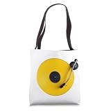 Yellow Vinyl Record, Retro Design, Turntable DJ, Pop Tote Bag