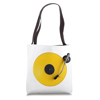 Yellow Vinyl Record, Retro Design, Turntable DJ, Pop Tote Bag