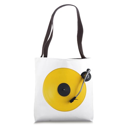 Bolso tote con diseño de disco amarillo retro