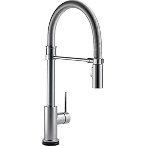 Delta Faucet Trinsic Pro VoiceIQ Single-Handle Touch Kitchen Sink Faucet with Pull Down Sprayer, Alexa and Google Assistant Voice Activated, Smart Home, Arctic Stainless