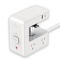 PHILIPS Desk Table Clamp Powerboard, Desktop Edge Mount Charging with 4x10A Outlets + 2xUSB A +2xUSB C (8 Devices), Overload Surge Protector, 1.2m Extension Cord Desktop Power Board with USB C