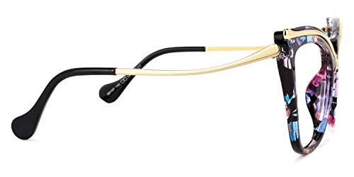 Voogueme Floral Cat Eye Frame Blue Light Blocking Glasses For Women Anti Uv Eyestrain Eyewear Janina Ox006465-01 #TOP7