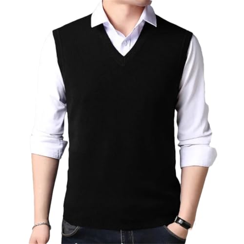 Men's Spring Knit Sweater Vest Sleeveless V-Neck Pullover Casual Streetwear Basic Tank Tops