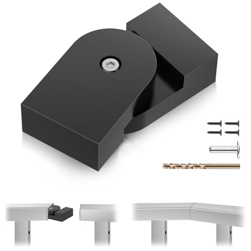 Image of 1 Pack Black Level Pivot Connector for Stainless Steel Flat Handrail, 180 Adjustable Cable Railing Fitting for Top Hand Rail, High Strength POM Connecting Block for Horizontal Handrail System