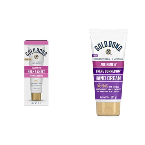 Gold Bond Age Renew Neck & Chest Firming Cream, 2 oz. & Hand Cream for Crepey Skin, 3 oz.