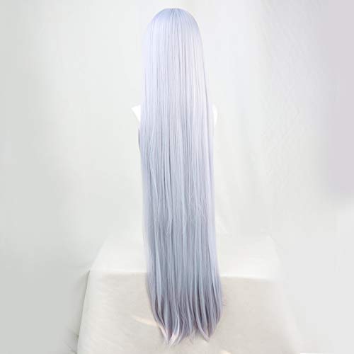 osseoca Long Silver Gray Cosplay Synthetic Hair with Long Bangs Natural Anime Halloween Carnival Party COS Ombre Wigs