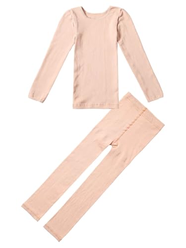 YEAHDOR Kids Boys Girls Fleece Lined Thermal Underwear Long John Set Gymnastics Ballet Dance Undergarments2