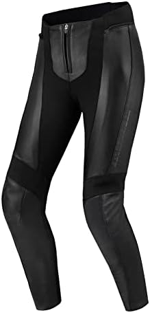 SHIMA MONACO 2.0 Leather Motorcycle Ladies Pants - Black Women Leather Pants with Protectors - Motorcycle Suit Pants (Black, L)