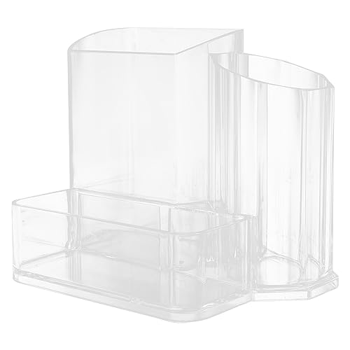 Beavorty Nail Tool Organizer Acrylic Desktop Storage Box with Compartments for Nail Drill Machine Bits Manicure Brushes and Cosmetics Holder 5.31X4.33X3.74In