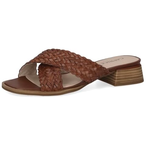 CAPRICE Ladies Cognac Nappa Block Heel Mules Cover
