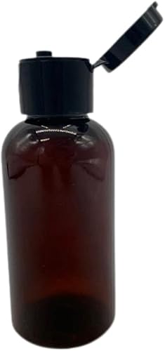 Miniatura 2 de Natural Farms Botellas Boston Boston de 2 onzas sin BPA  Paquete de 8 recipientes vacíos recargables  Aceites esenciales  Cabello  Tapas negras a