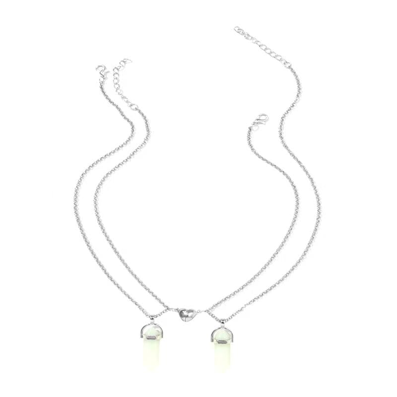 Magnetic Couple Matching Split Heart Necklace Crystal Mutual Attraction Pendant Best Friends Friendship Jewelry Gift4