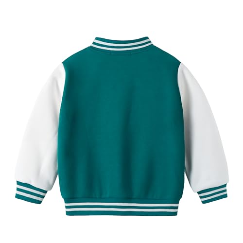 Image of Volunboy Kids Baseball Jacket Varsity Letterman Coat Fall Winter Fleece Bomber Vintage Outerwear