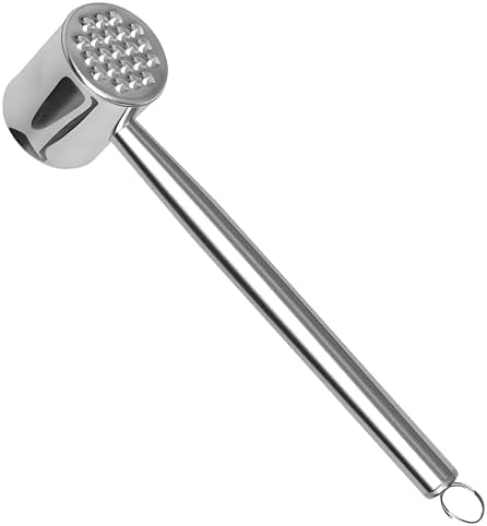 304SS Meat Tenderizer Mallet for Kitchen,Meat Mallet Meat Hammer Meat Beater for Tenderizing and Flattening Meat,Meat Pounder Tenderizer for Pounding Meats, Hanging Loop,Basic Handle (Basic)