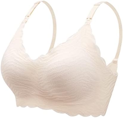 Seitop Nursing Bras for Breastfeeding Comfort Seamless Maternity Bra Pregnancy Wireless Sleep Bralette with Laundry Bag Beige L