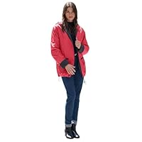 Roaman's Women's Plus Size Hooded All-Weather Jacket Fleece Lining Rain Coat - 3X, Antique Strawberry