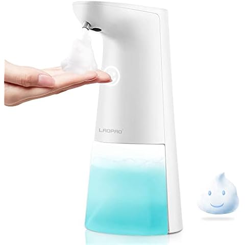 LAOPAO Soap Dispenser, Automatic Foaming Soap Dispenser Hand Free Countertop Soap Dspensers 240ml Touchless Soap Pump for Kitchen & Bathroom Xmas Gift White Cover