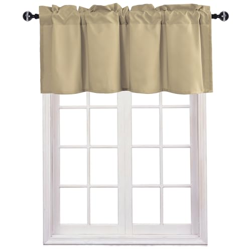 JIUZHEN Khaki Valance Curtains for Window 1 Panel, 52 x 18 Inches