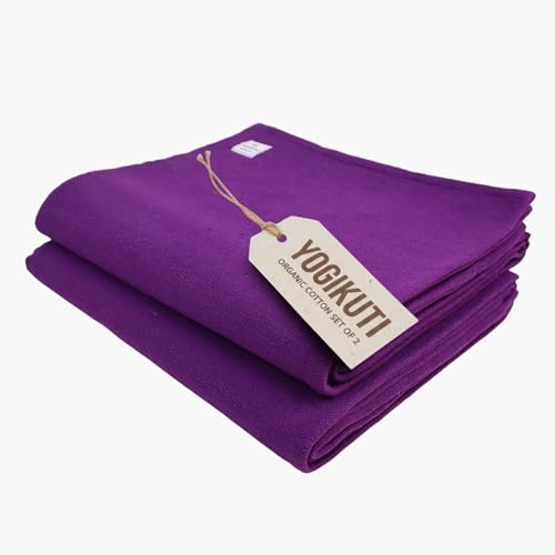 Yogikuti Iyengar Cotton Yoga Blanket Set (2, Purple)