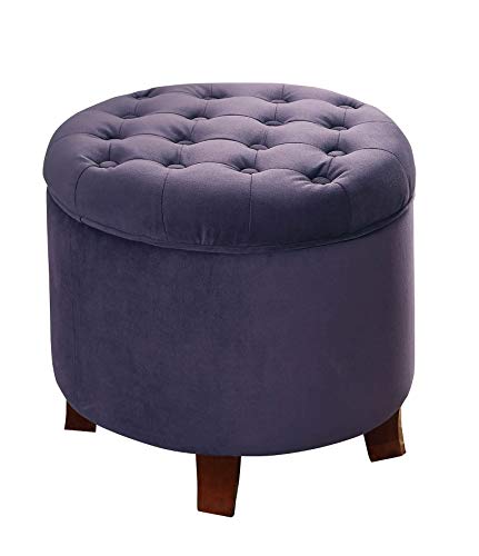 Homepop Velvet Tufted Round Storage Ottoman With Removable Lid, Purple #TOP2