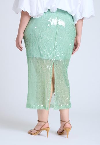 ELOQUII Women's Plus Size Semi Sheer Sequin Midi Skirt3