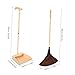 Healifty 1set Broom and Dustpan Set - Wooden Long Handle Heavy Duty Dustpan Broom Standing Broomstick Dust Pan Floor Cleaning Tools for Kitchen Garage Home