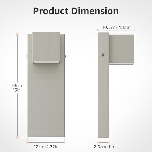 Aoceley 2 Pack 13" Modern Outdoor Led Wall Light,16W 3000K 1200Lumen Porch & Patio Hardwired Wall Mount Wall Sconces,Exterior IP65 Waterproof Aluminum Wall Lamp for Front Door Garage Garden(Nickel) by Aoceley - Image 5