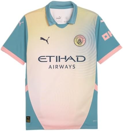 PUMA Mens Manchester City Fourth Collared Short Sleeve Jersey Soc...