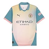 Manchester City 24/25 Fourth Jersey - Co-Designed by Noel Gallagher, Exclusive European Competition Wear (US, Alpha, Large, Regular, Regular, Rosebay-Bold Blue)