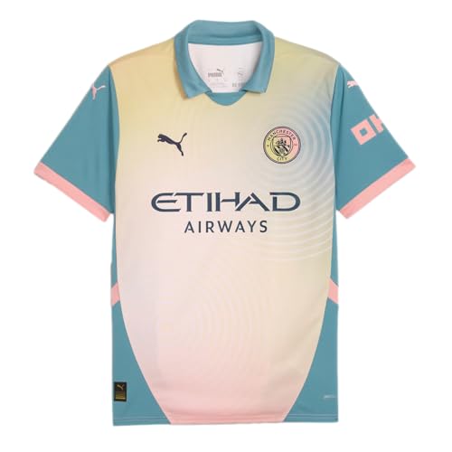 Manchester City 24/25 Fourth Jersey - Co-Designed by Noel Gallagher, Exclusive European Competition Wear (US, Alpha, Large, Regular, Regular, Rosebay-Bold Blue)