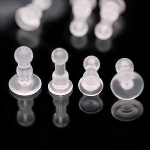 Impenetrable Soft Big-Long Earring Backs for Pierced Ears, 50pcs Comfort Impenetrable Backs TPE Medical Grade Material (Same as Pacifier's) Fit with All Types of Earrings (Double Balled)