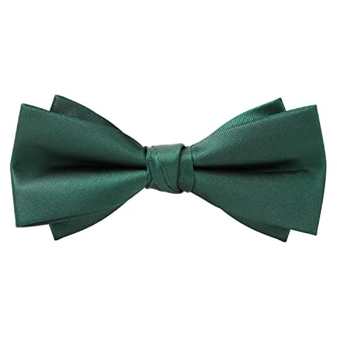 mumusung Men's Solid Color Satin Bowtie (Hunter green bow tie) Cover