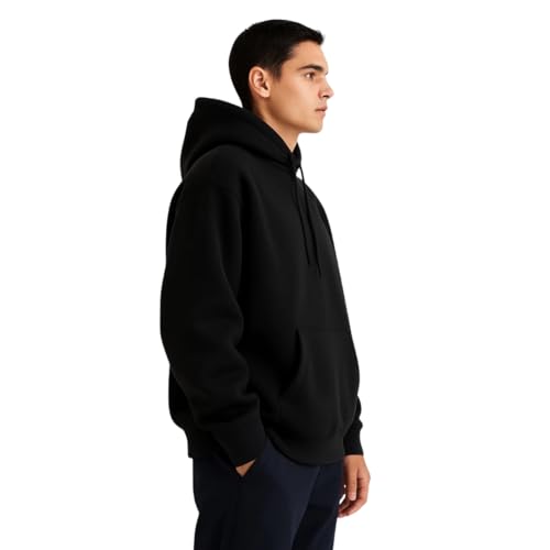 Men Oversized Pullover Drop Shoulder Hoodie Heavyweight CVC Fleece Kangaroo Pocket Relaxed Fit Sweatshirt Blanks3