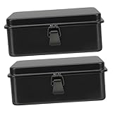 ANDRESLAD Tragbarer Werkzeugkoffer aus Metall 2 Stück Robuster Kompakter Werkzeugkasten aus Eisen mit Schutzbeschichtung für Werkstatt Garage und Autoreparatur