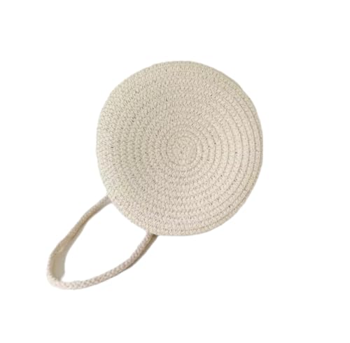 Bolsa Circular de Crochê, Branca, com Alça de Ombro, Estilo Artesanal