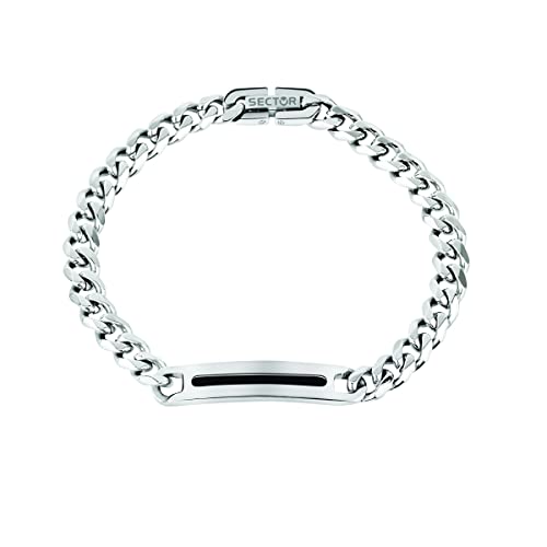 Sector No Limits Bracciale Uomo Collezione BASIC, Lunghezza 22 cm, Acciaio e Smaltato, SZS40, Pelle, Senza Pietre preziose, 22 cm