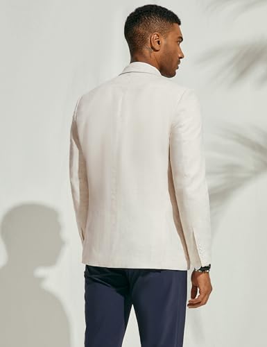 PJ PAUL JONES Men's Blazer Jacket Cotton Linen Sports Coats Regular Fit Two Buttons Herringbone Suit Jackets4