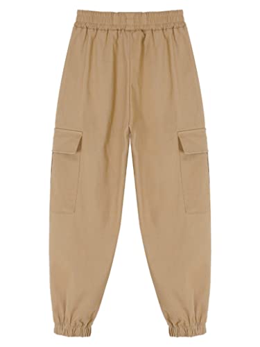 Kids Boys Classic Cotton Cargo Jogger Pants Elastic Waist Hip Hop Jazz Dance Trousers Summer Casual Hiking Sweatpants3