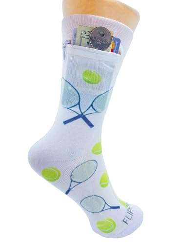 Image of Zipper Sock Wallet - Cotton & Polyester Zipper Socks with Pockets - Fits shoe size 6-13