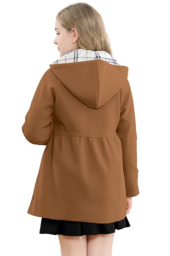 Image of Betusline Girls' Dress Coat, Kids Hoodie Wool Blend Coats Fall Winter Outerwear Peacoat,2-14 Years