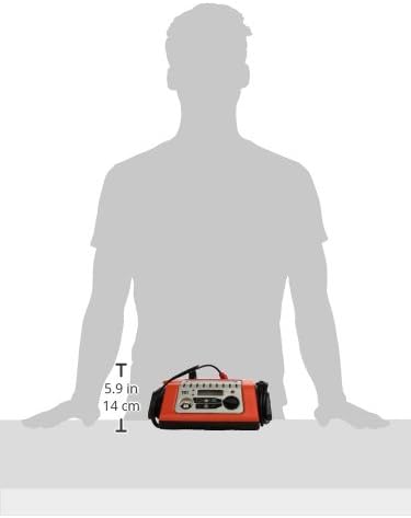 Diagram showing the dimensions of the Black+Decker charger