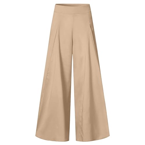 Women's Wide Leg Casual High Waisted Pants Flowy Plus Size Dress Trousers Solid Comfy Baggy Pants with Pockets2