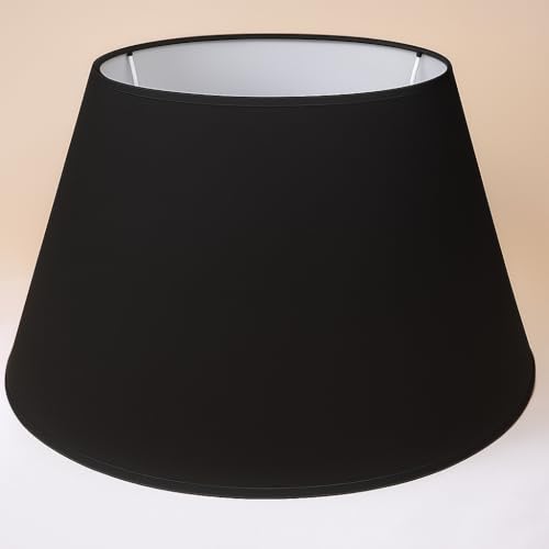45 Cône cm Abat-jour, Tissu en Coton avec dos en PVC blanc, Produit fait main, pour Lampe de table, Lampadaire (Noir)