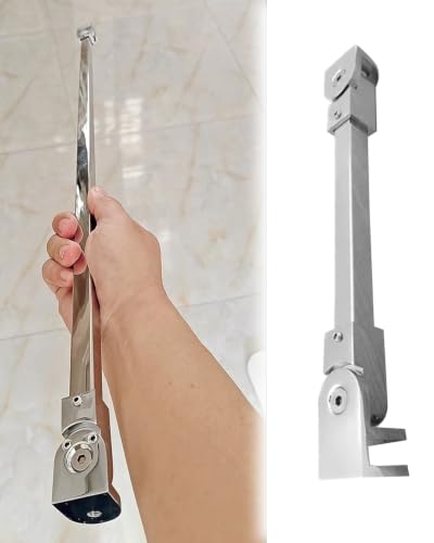 Estabilizador de Ducha Barra de Soporte de Pared Plana a Vidrio con Abrazadera Rectangular, Brazo de Refuerzo Orientable para Mampara de Ducha(Silver,40cm/15.7in)