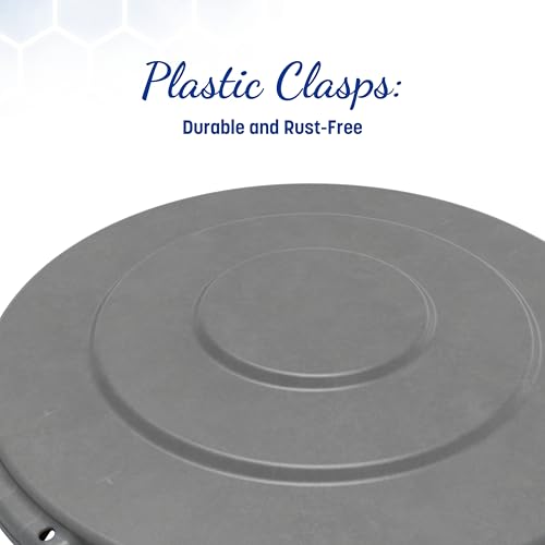 Image of SPARTA Bronco Waste Container Trash Can Lid, Round Trash Bin for Disposal, 10 Gallons, Gray, (Pack of 6)