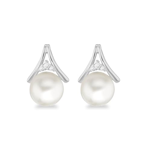 Boucles d'oreilles perle et argent sterling avec zircone le cadeau idéal pour femme